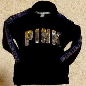 Pink sequence cowl neck sweater